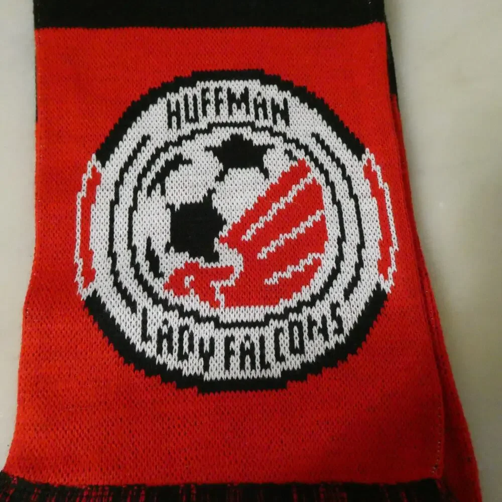 Huffman Lady Falcons Scarf Womens Red‎ Black Striped Knit Soccer